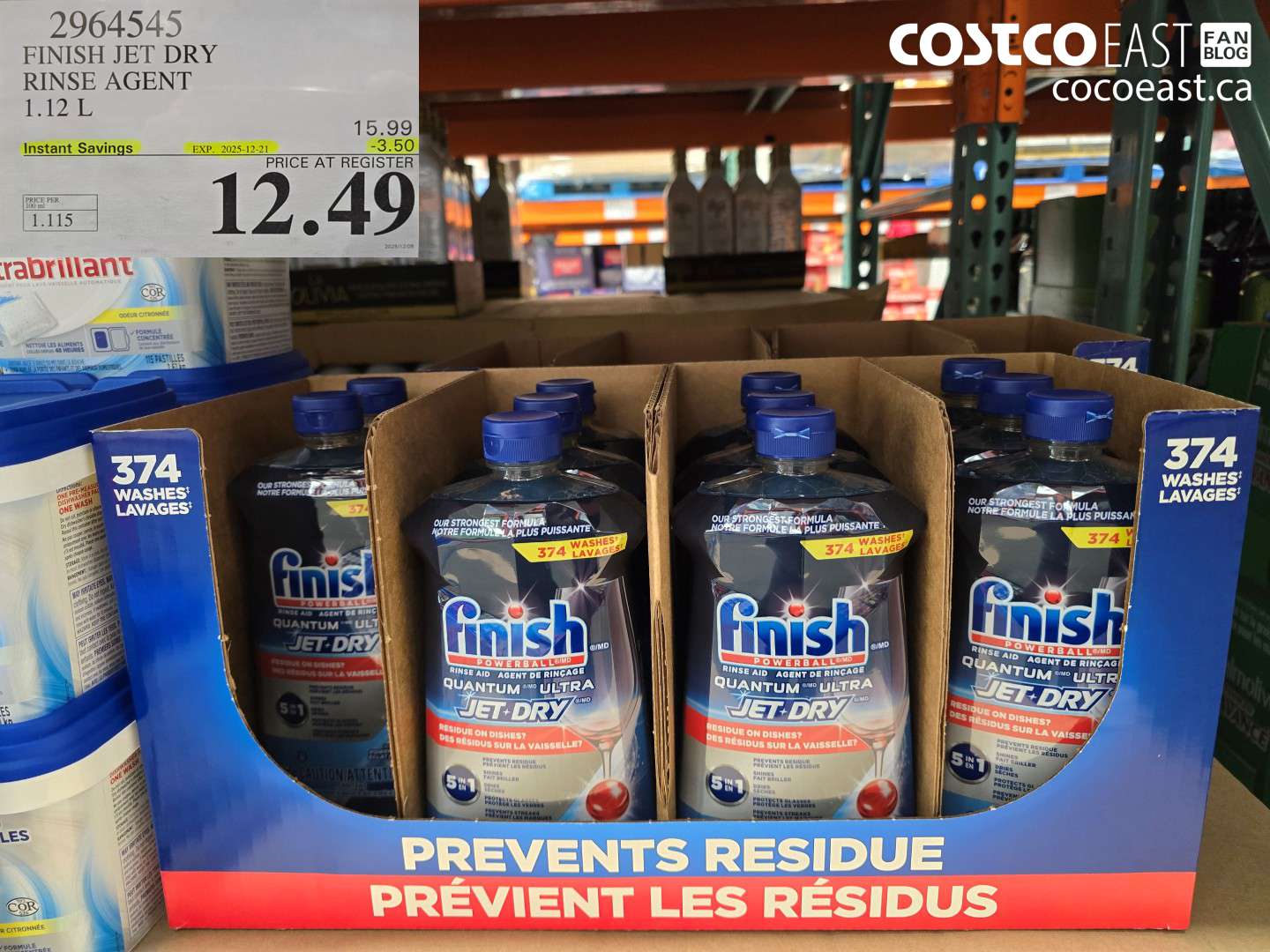 2964545 FINISH JET DRY RINSE AGENT 1.12 L ($3.50 INSTANT SAVINGS EXPIRES ON 2025-12-21) $12.49