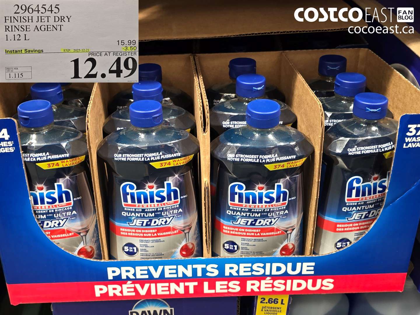 2964545 FINISH JET DRY RINSE AGENT 1.12 L ($3.50 INSTANT SAVINGS EXPIRES ON 2025-12-21) $12.49