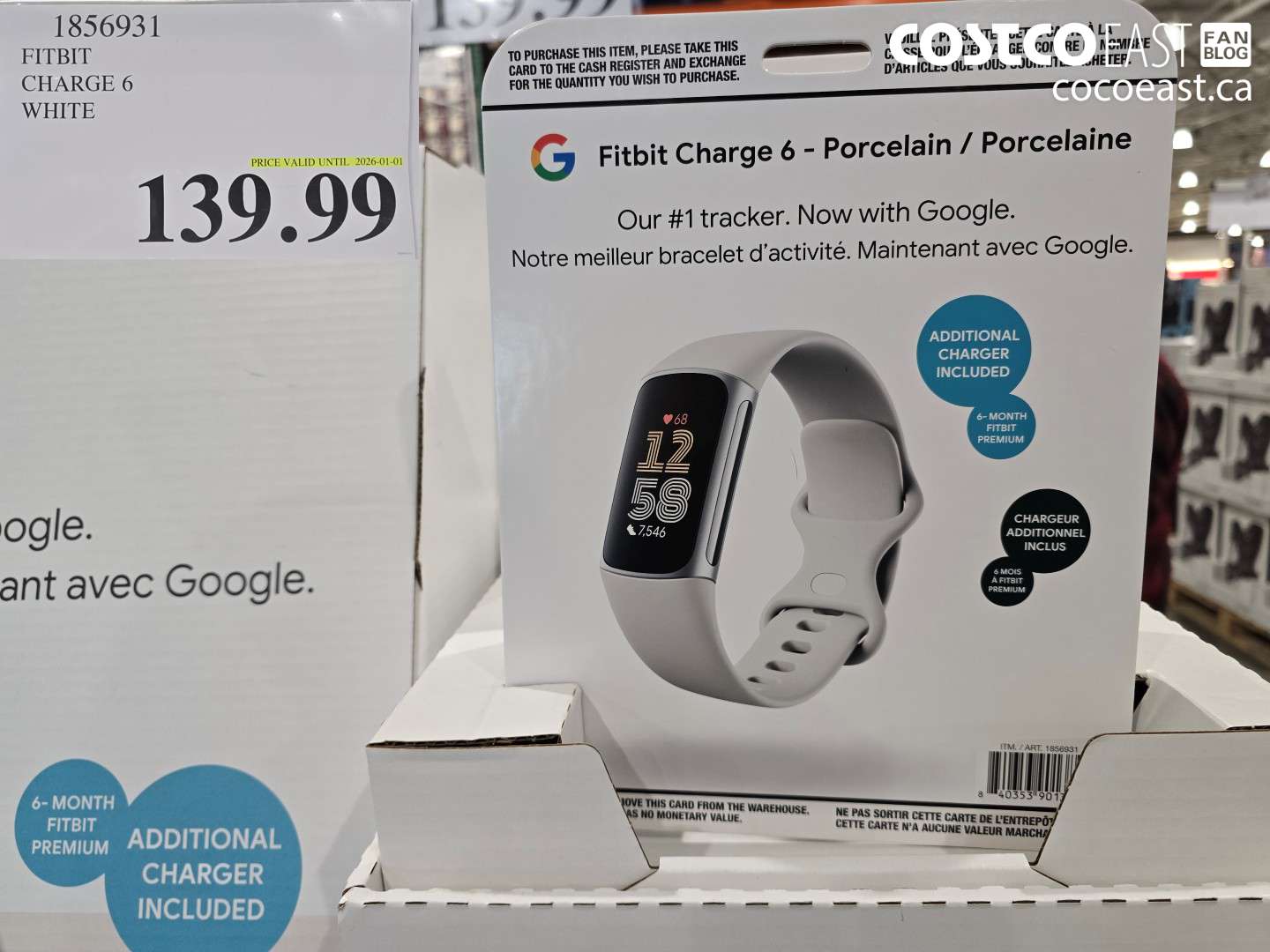 1856931 FITBIT CHARGE 6 WHITE $139.99