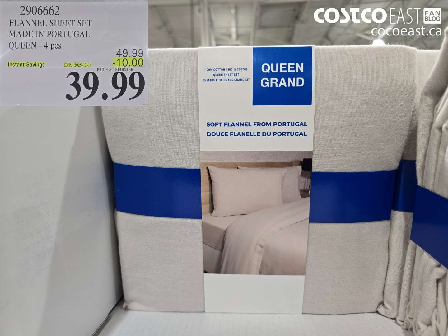 2906662 FLANNEL SHEET SET MADE IN PORTUGAL QUEEN - 4 pcs ($10.00 INSTANT SAVINGS EXPIRES ON 2025-12-14) $39.99