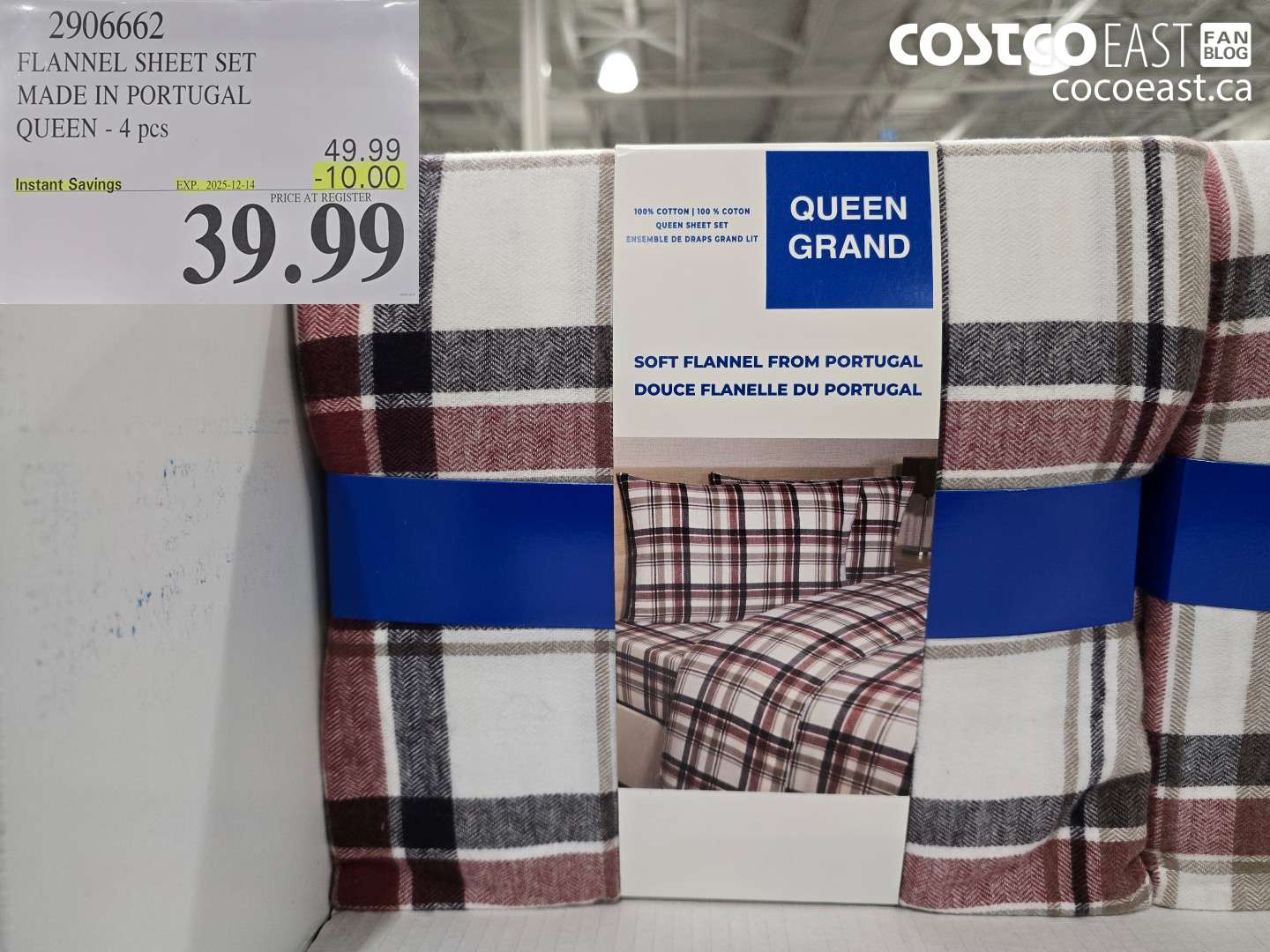 2906662 FLANNEL SHEET SET MADE IN PORTUGAL QUEEN - 4 pcs ($10.00 INSTANT SAVINGS EXPIRES ON 2025-12-14) $39.99