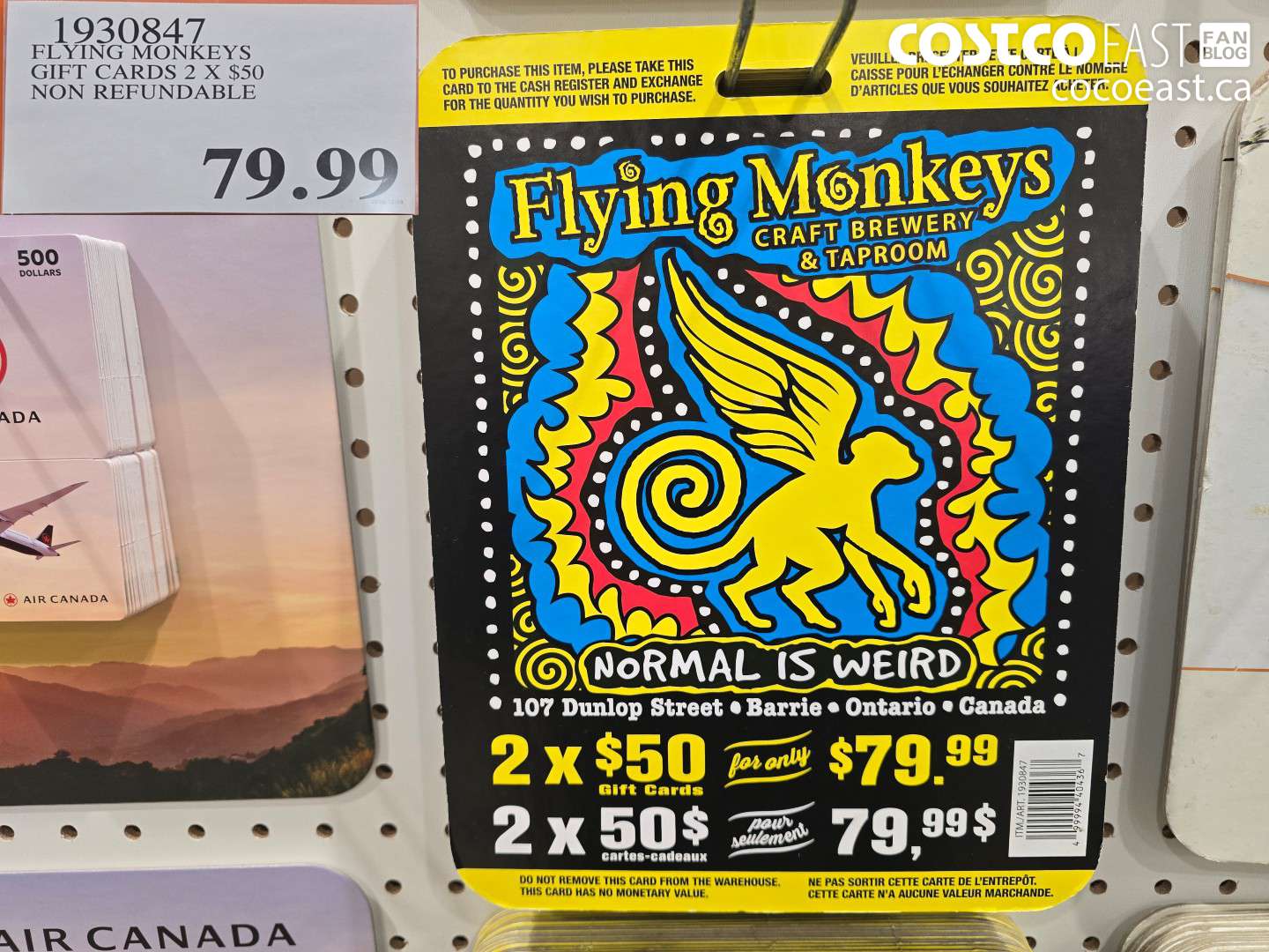 1930847 FLYING MONKEYS GIFT CARDS 2 X $50 NON REFUNDABLE $79.99