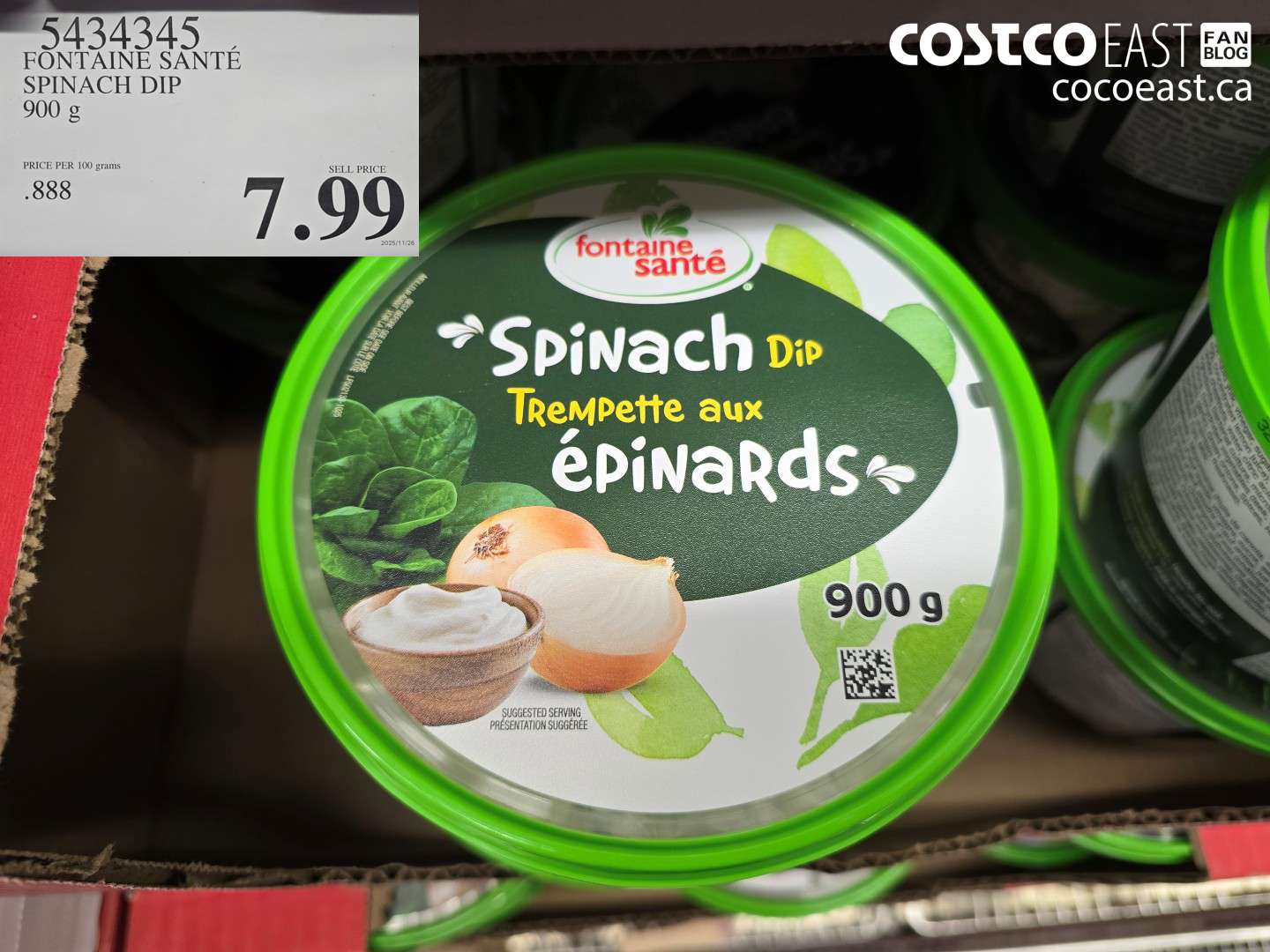 5434345 FONTAINE SANTE SPINACH DIP 900 g $7.99
