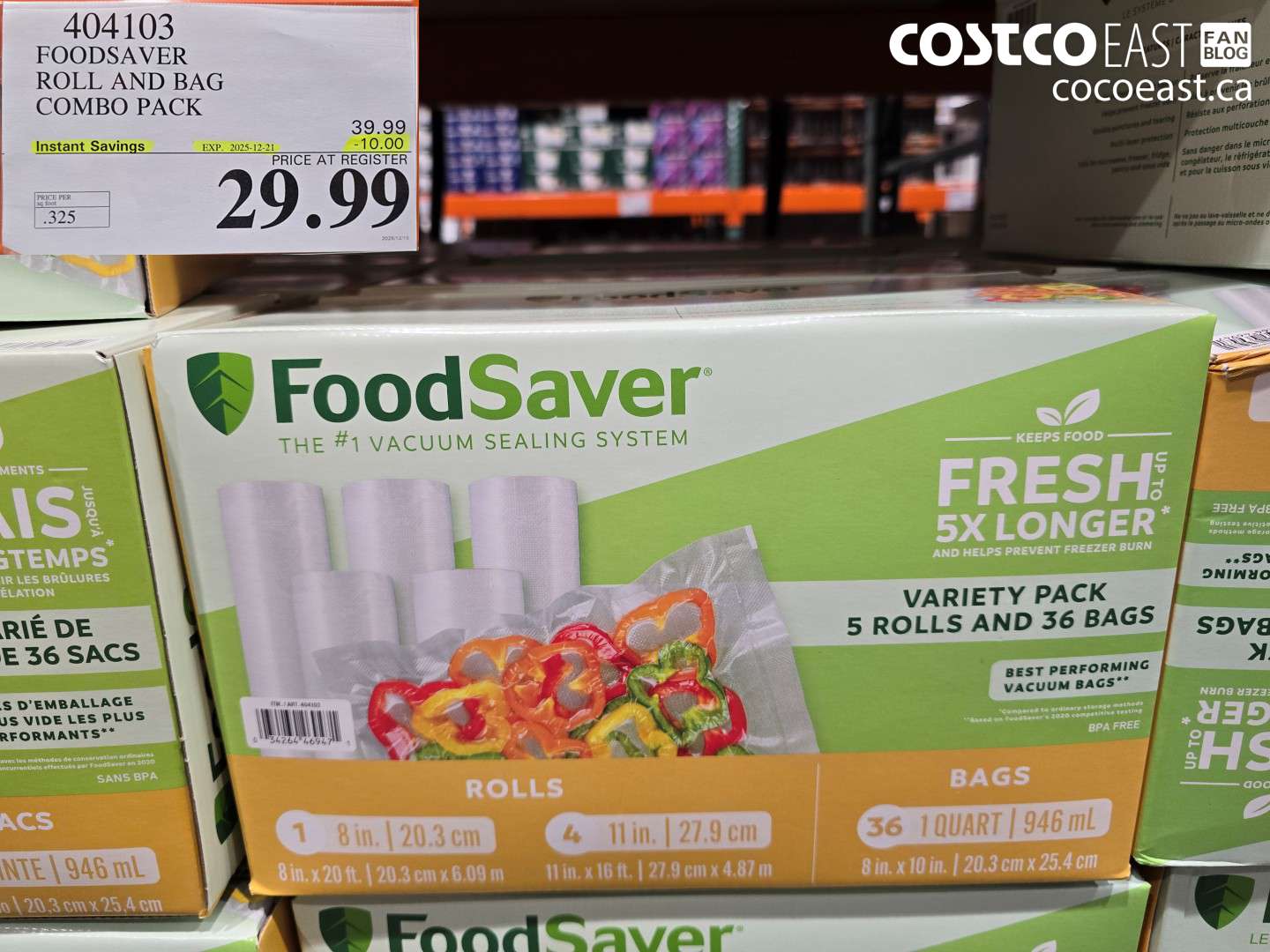404103 FOODSAVER ROLLS AND BAG COMBO PACK ($10.00 INSTANT SAVINGS EXPIRES ON 2025-12-21) $29.99