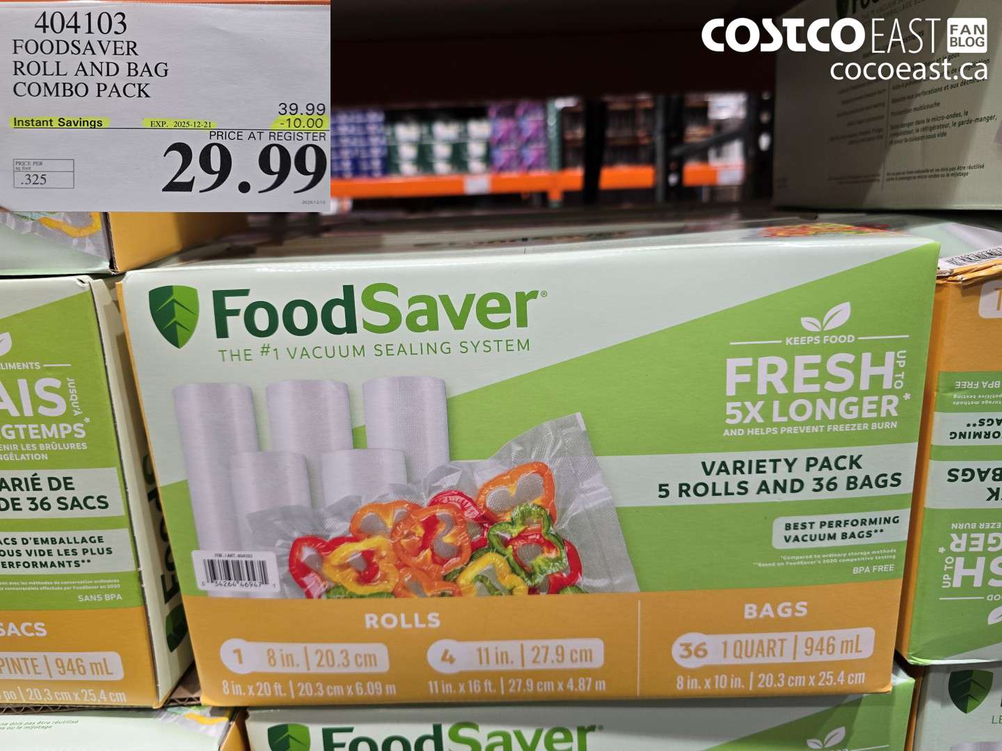 404103 FOODSAVER ROLLS AND BAG COMBO PACK ($10.00 INSTANT SAVINGS EXPIRES ON 2025-12-21) $29.99