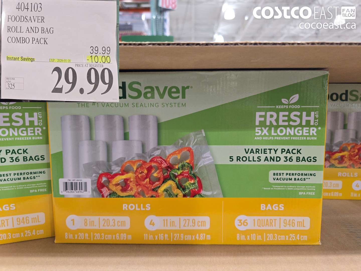 404103 FOODSAVER ROLLS AND BAG COMBO PACK ($10.00 INSTANT SAVINGS EXPIRES ON 2026-01-18) $29.99