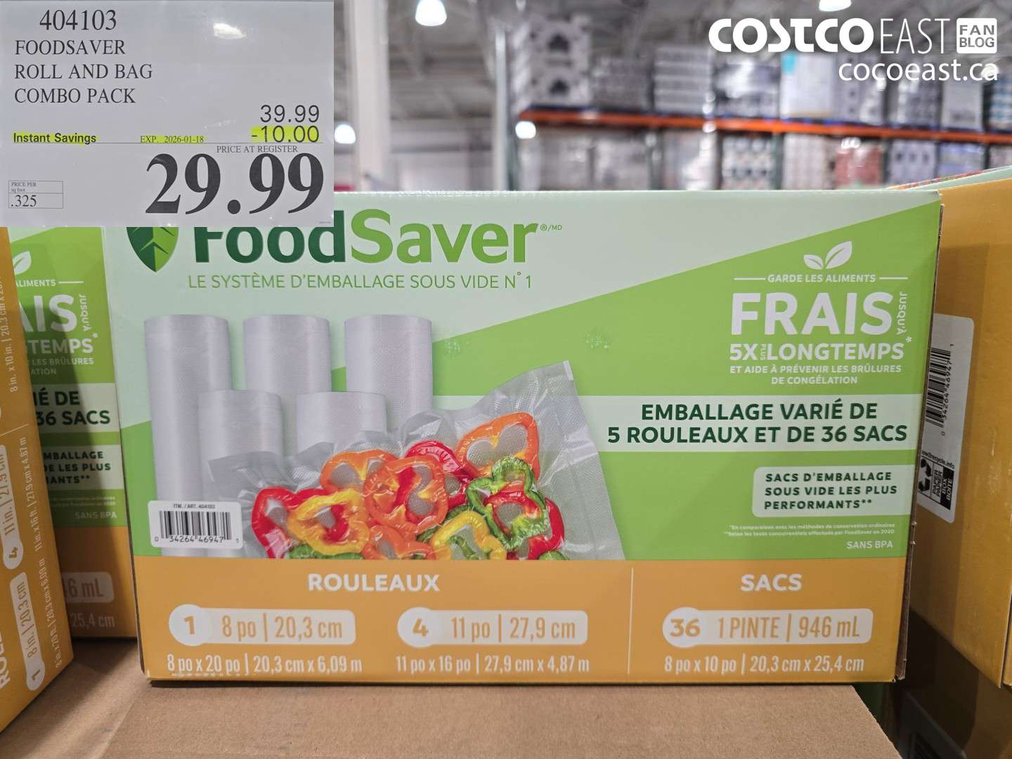404103 FOODSAVER ROLLS AND BAG COMBO PACK ($10.00 INSTANT SAVINGS EXPIRES ON 2026-01-18) $29.99