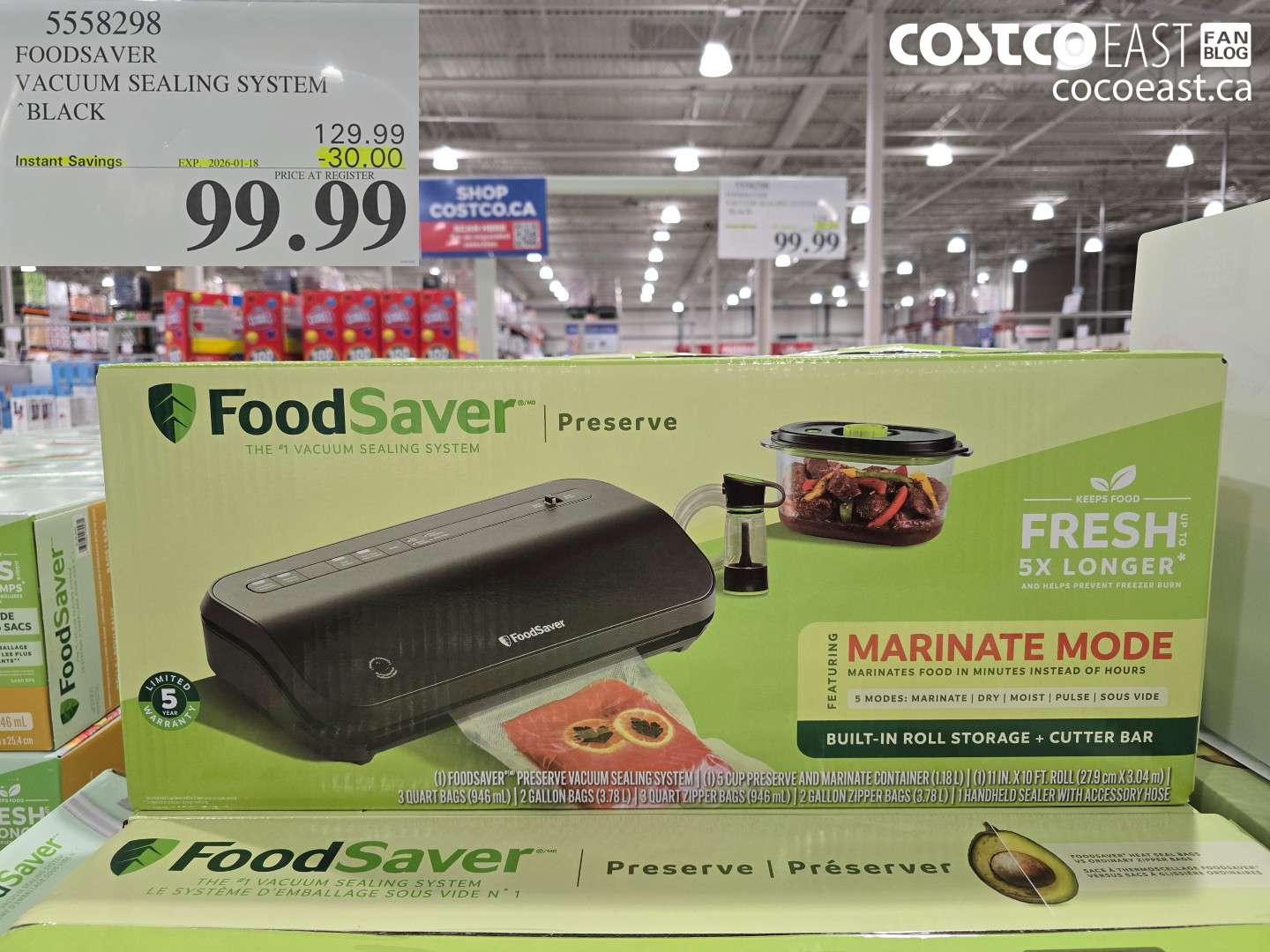 5558298 FOODSAVER VACUUM SEALING SYSTEM BLACK ($30.00 INSTANT SAVINGS EXPIRES ON 2026-01-18) $99.99