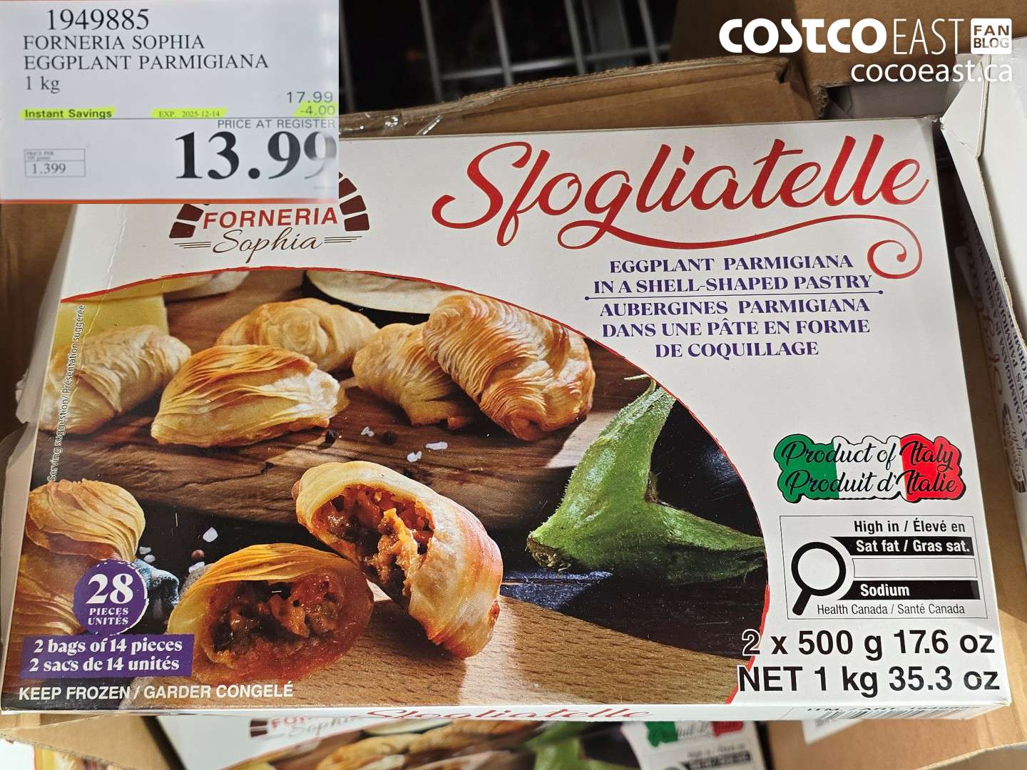 1949885 FORNERIA SOPHIA EGGPLANT PARMIGIANA 1 KG ($4.00 INSTANT SAVINGS EXPIRES ON 2025-12-14) $15.99