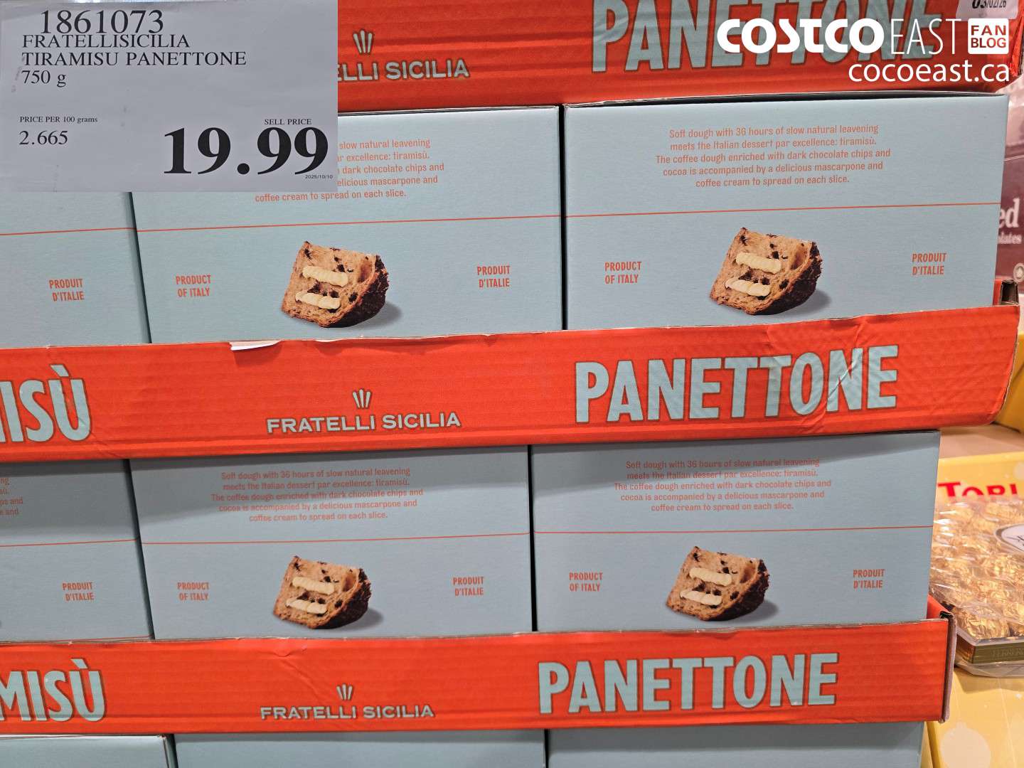 1861073 FRATELLISICILIA TIRAMISU PANETTONE 750 G $19.99