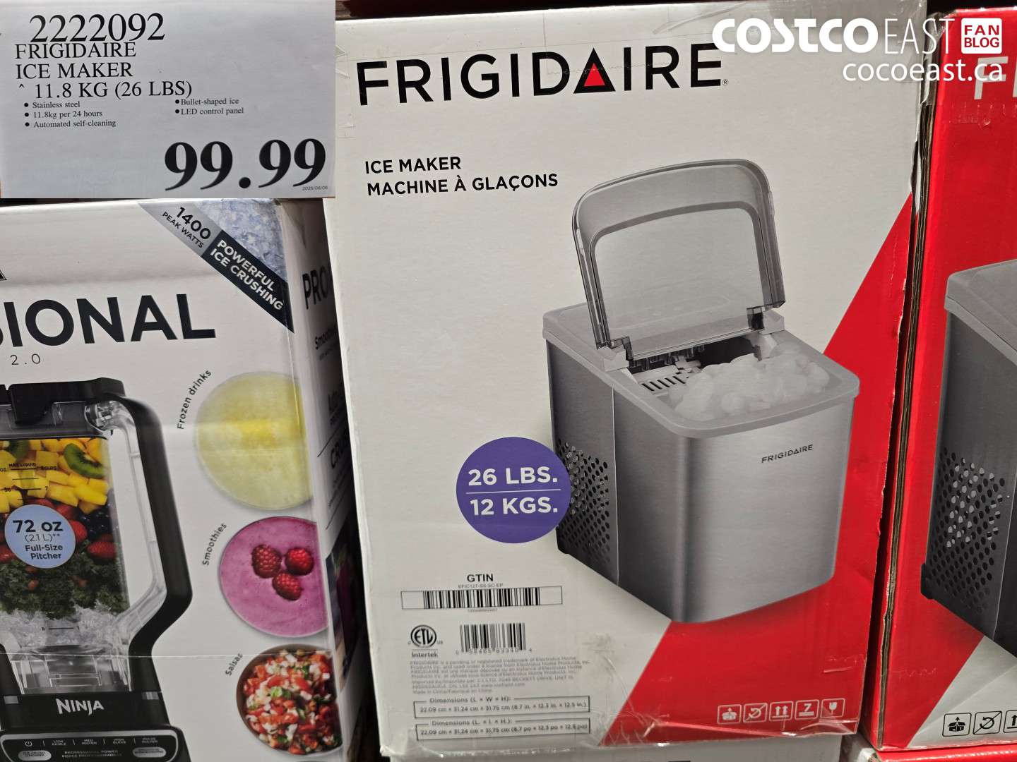 2222092 FRIGIDAIRE ICE MAKER 11.8 KG 26 LBS $99.99