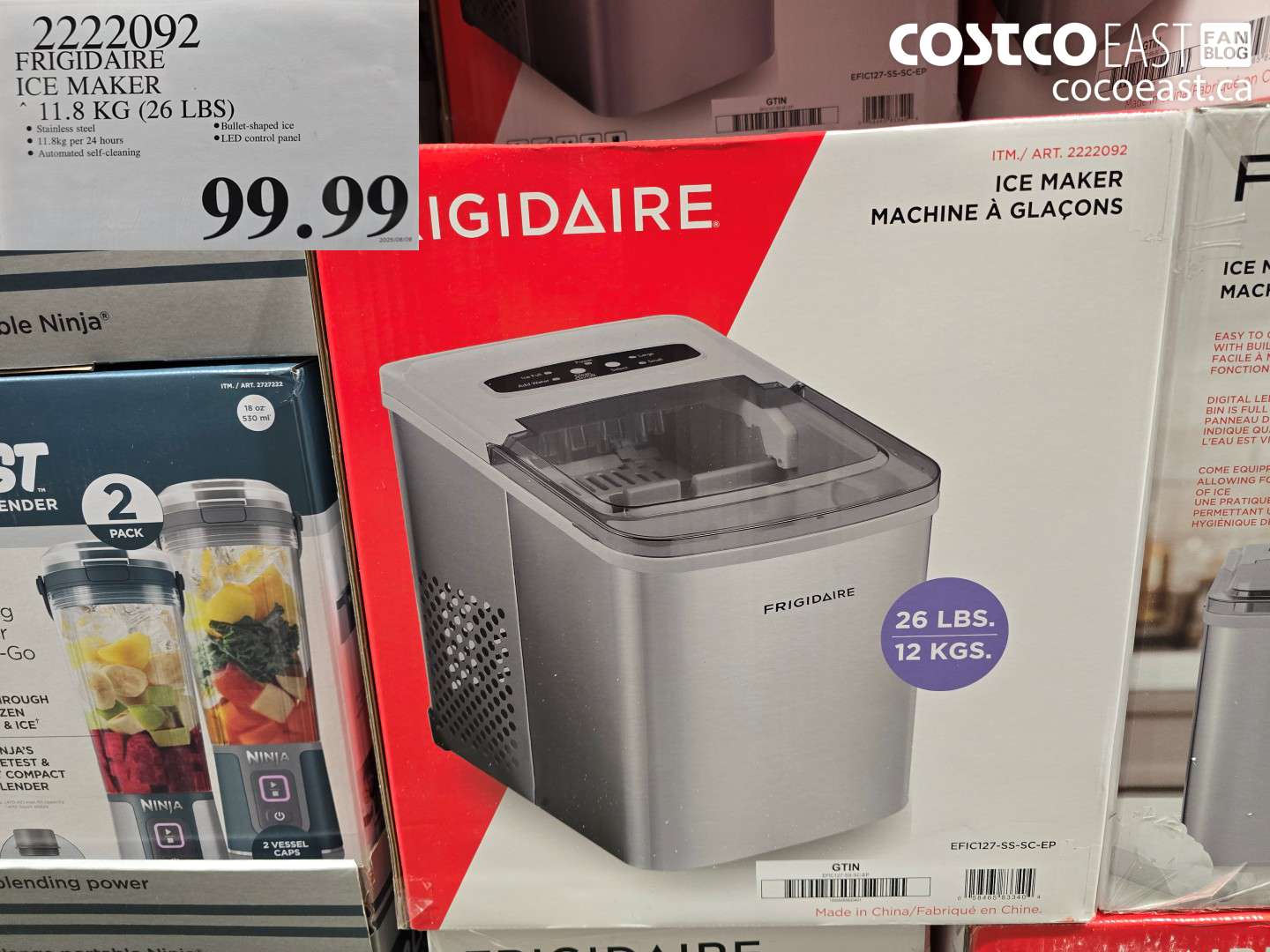 2222092 FRIGIDAIRE ICE MAKER 11.8 KG 26 LBS $99.99