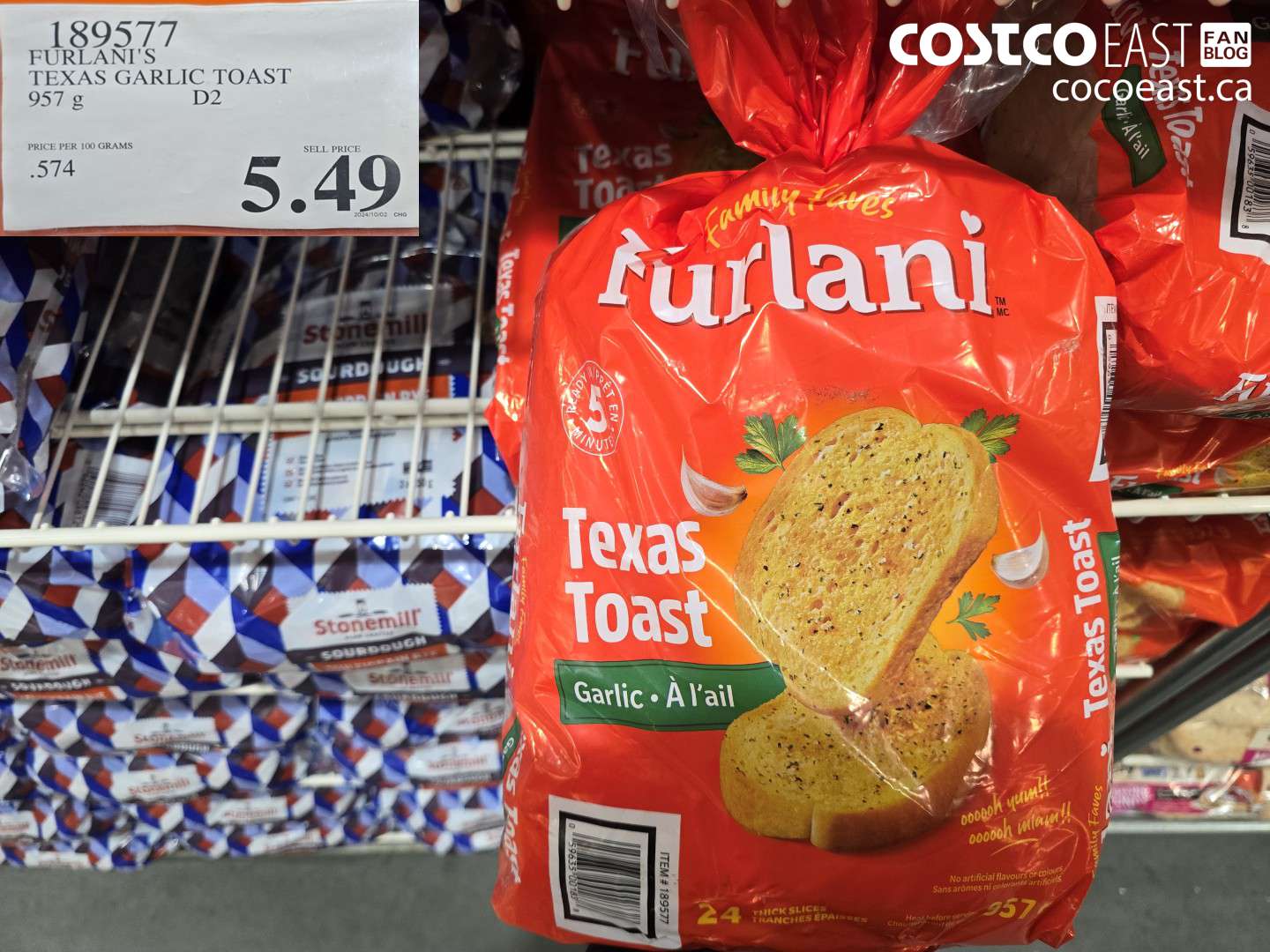 189577 FURLANI'S TEXAS GARLIC TOAST 957 g $5.49