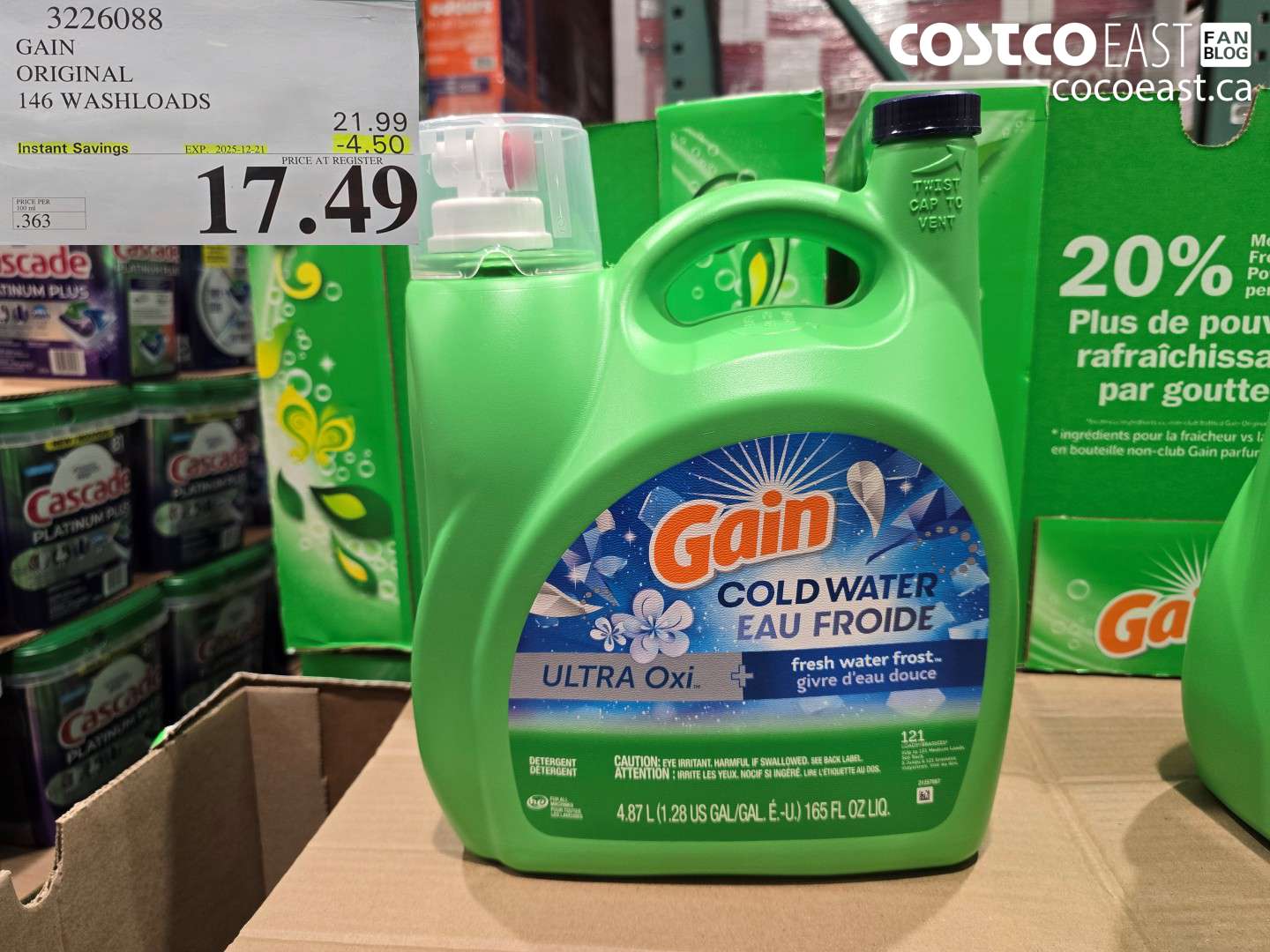 3226088 GAIN ORIGINAL 146 WASHLOADS ($4.50 INSTANT SAVINGS EXPIRES ON 2025-12-21) $17.49