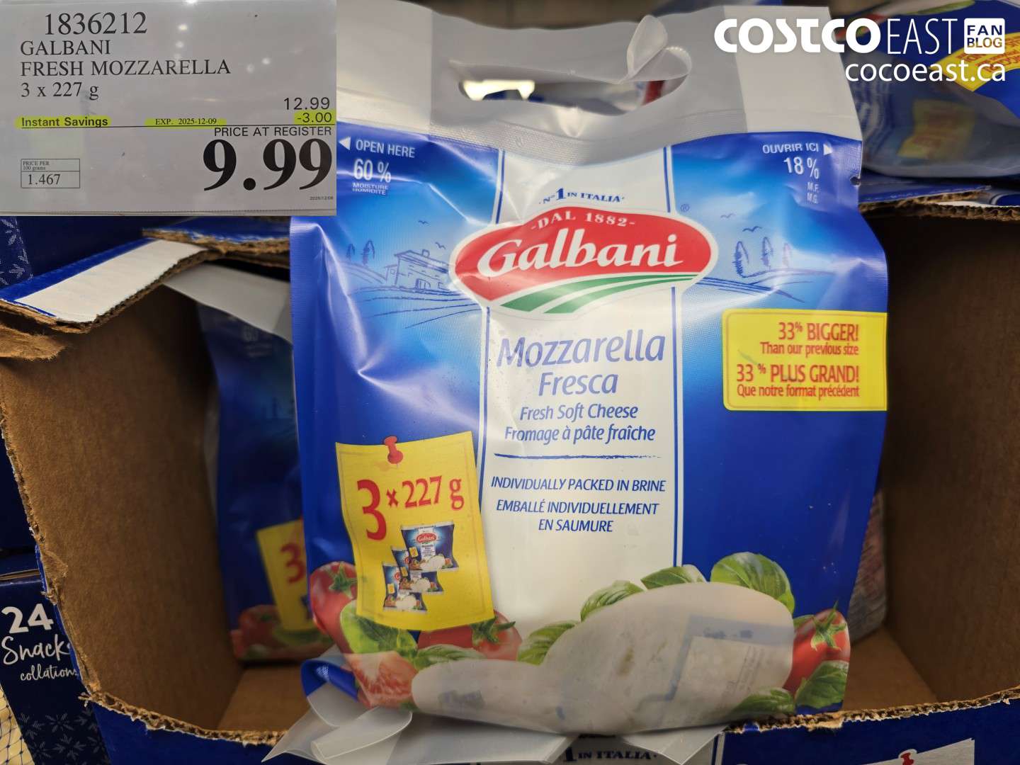 1836212 GALRANI FRESH MOZZARELLA 3 X 227 G ($3.00 INSTANT SAVINGS EXPIRES ON 2025-12-09) $9.99