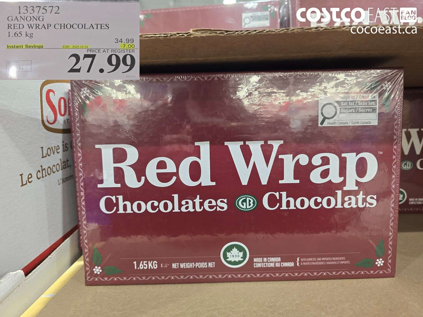 1337572 GANONG RED WRAP CHOCOLATES 1.65 kg ($7.00 INSTANT SAVINGS EXPIRES ON 2025-12-24) $27.99