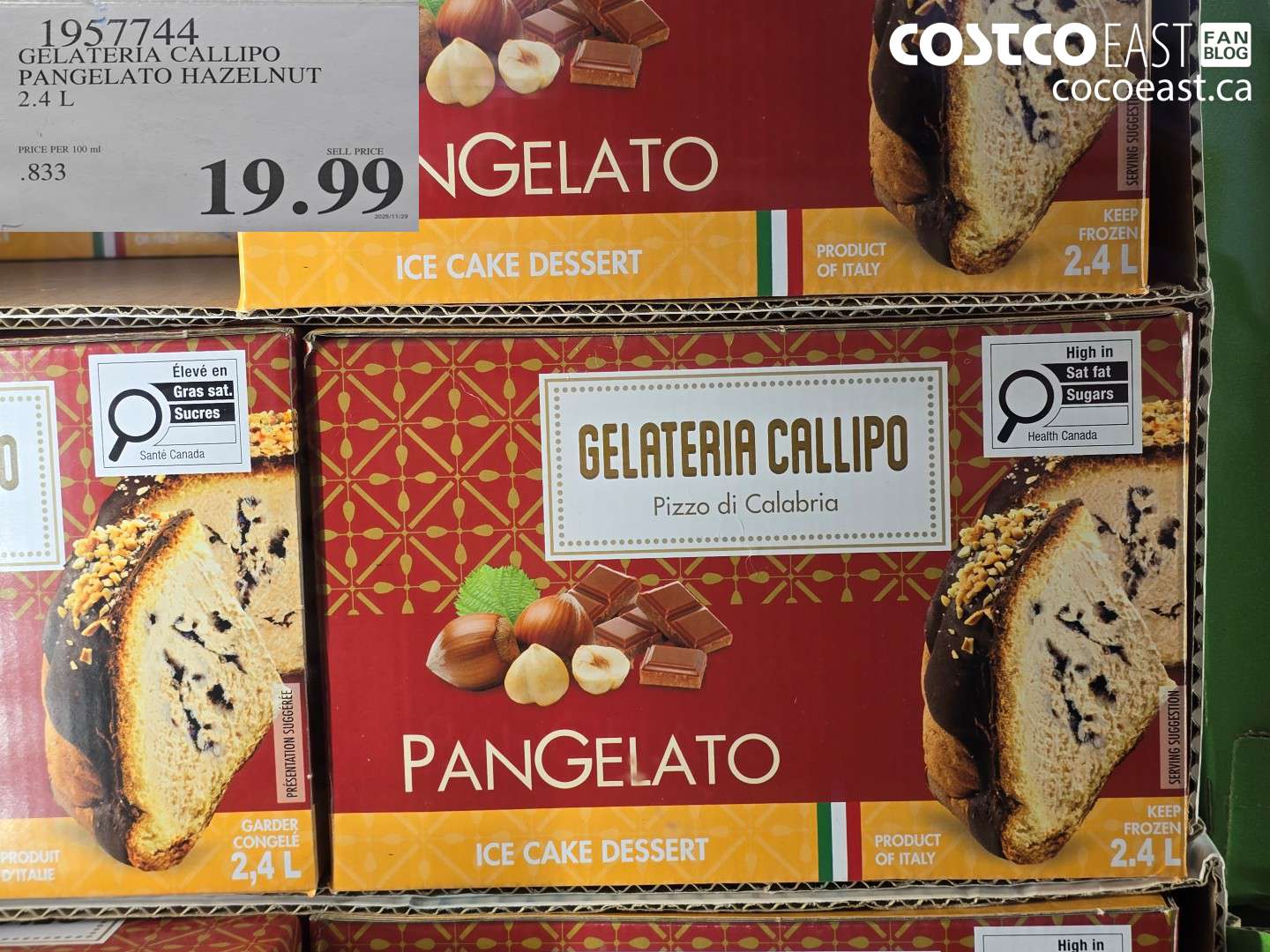 1957744 GELATERIA CALLIPO PANGELATO HAZELNUT 2.4 L $19.99
