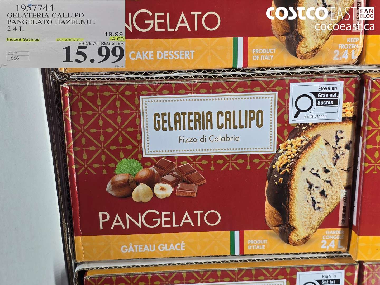 1957744 GELATERIA CALLIPO PANGELATO HAZELNUT 2.4 L ($4.00 INSTANT SAVINGS EXPIRES ON 2025-12-24) $15.99