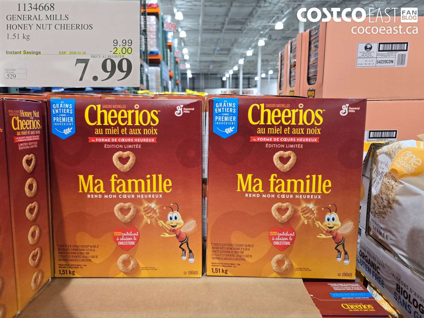 1134668 GENERAL MILLS HONEY NUT CHEERIOS 1.51 kg ($2.00 INSTANT SAVINGS EXPIRES ON 2026-01-18) $7.99