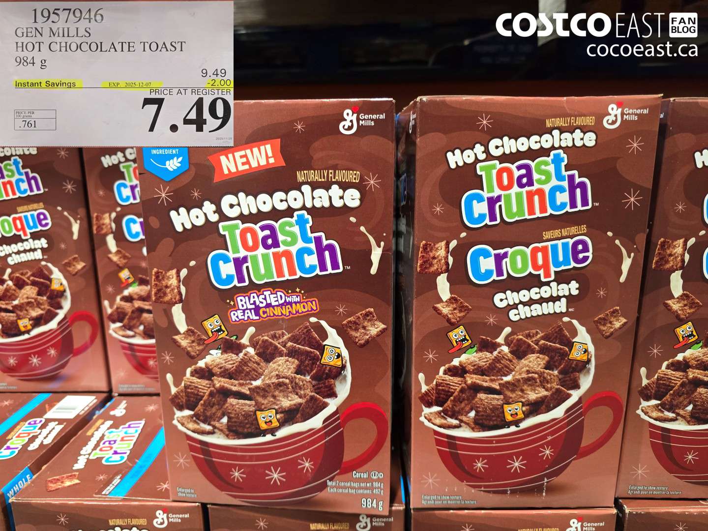 1957946 GEN MILLS HOT CHOCOLATE TOAST 984 g ($2.00 INSTANT SAVINGS EXPIRES ON 2025-12-07) $7.49