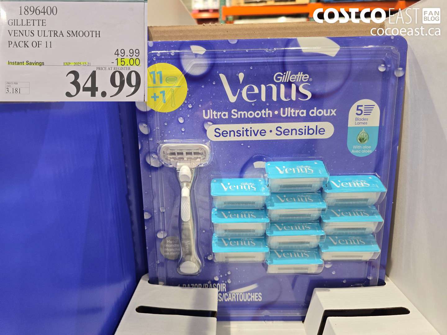 1896400 GILLETTE VENUS ULTRA SMOOTH PACK OF 11 ($15.00 INSTANT SAVINGS EXPIRES ON 2025-12-21) $34.99