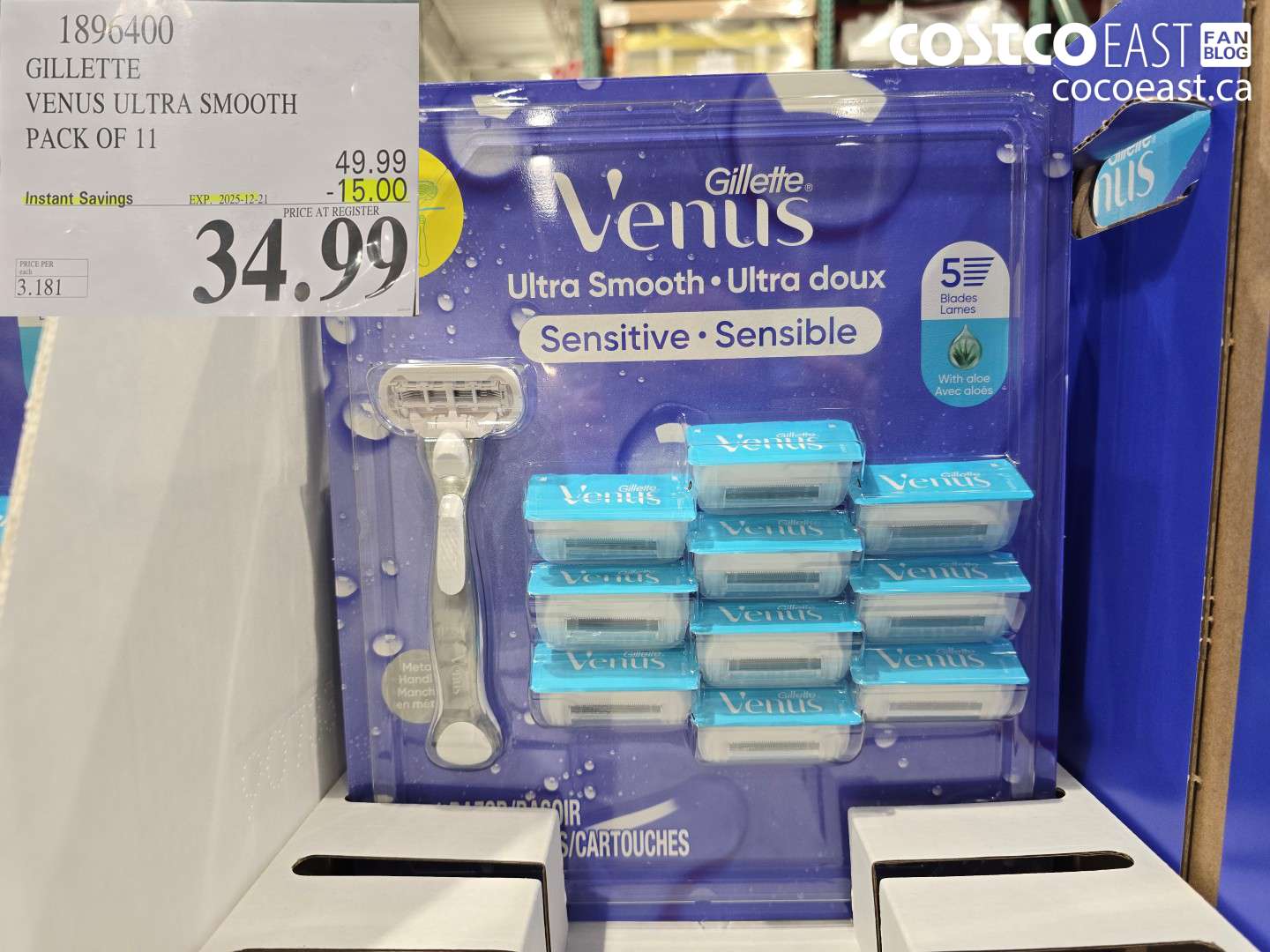 1896400 GILLETTE VENUS ULTRA SMOOTH PACK OF 11 ($15.00 INSTANT SAVINGS EXPIRES ON 2025-12-21) $34.99