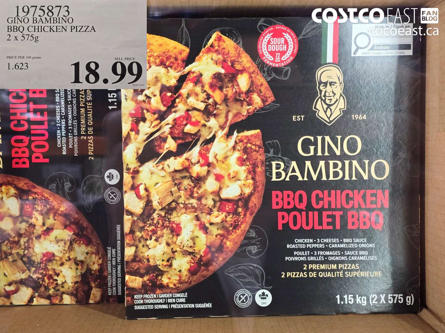1975873 GINO BAMBINO BBQ CHICKEN PIZZA 2 X 575 G $18.99