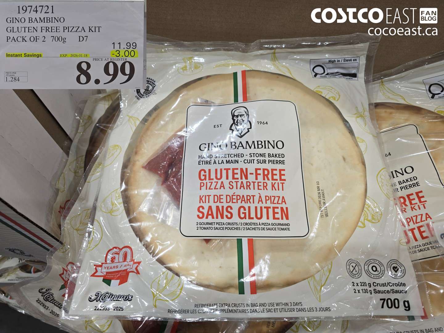 1974721 GINO BAMBINO GLUTEN FREE PIZZA KIT PACK OF 2 700g ($3.00 INSTANT SAVINGS EXPIRES ON 2026-01-18) $8.99