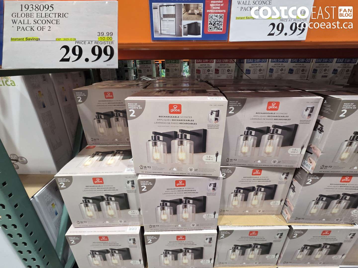 1938095 GLOBE ELECTRIC WALL SCONCE PACK OF 2 ($10.00 INSTANT SAVINGS EXPIRES ON 2025-12-28) $29.99