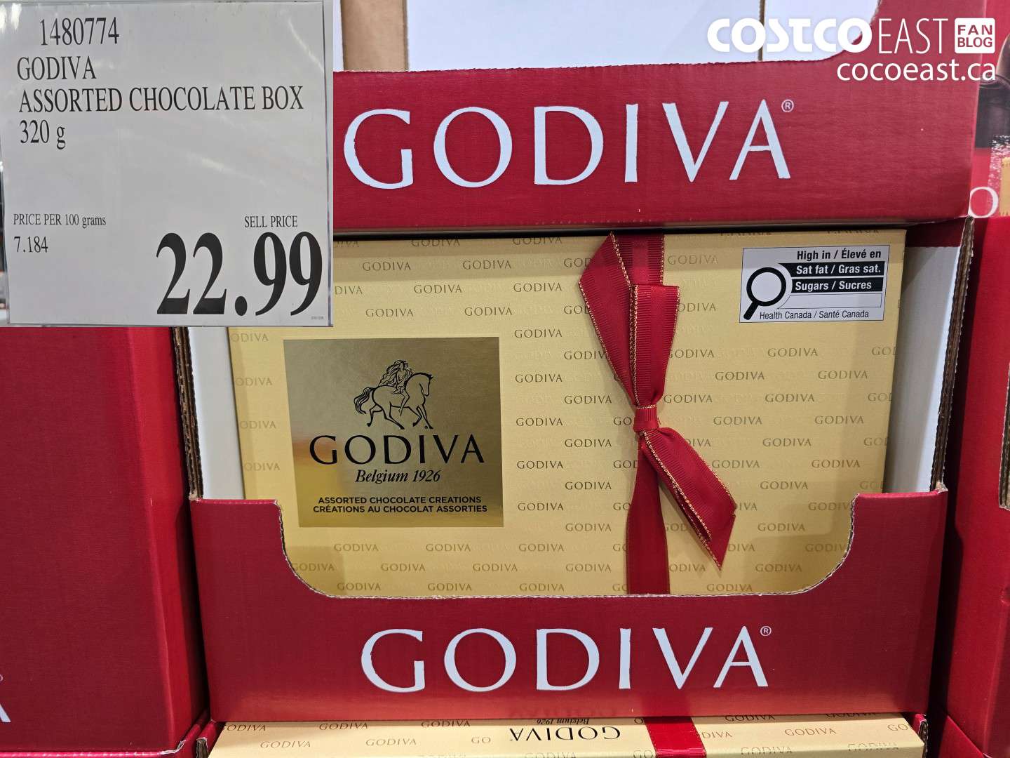 1480774 GODIVA ASSORTED CHOCOLATE BOX 320 G $22.99