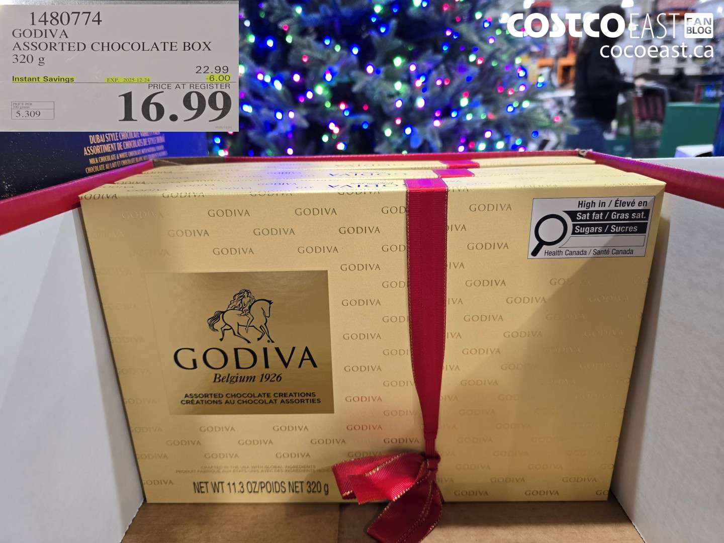 1480774 GODIVA ASSORTED CHOCOLATE BOX 320 G ($6.00 INSTANT SAVINGS EXPIRES ON 2025-12-24) $16.99