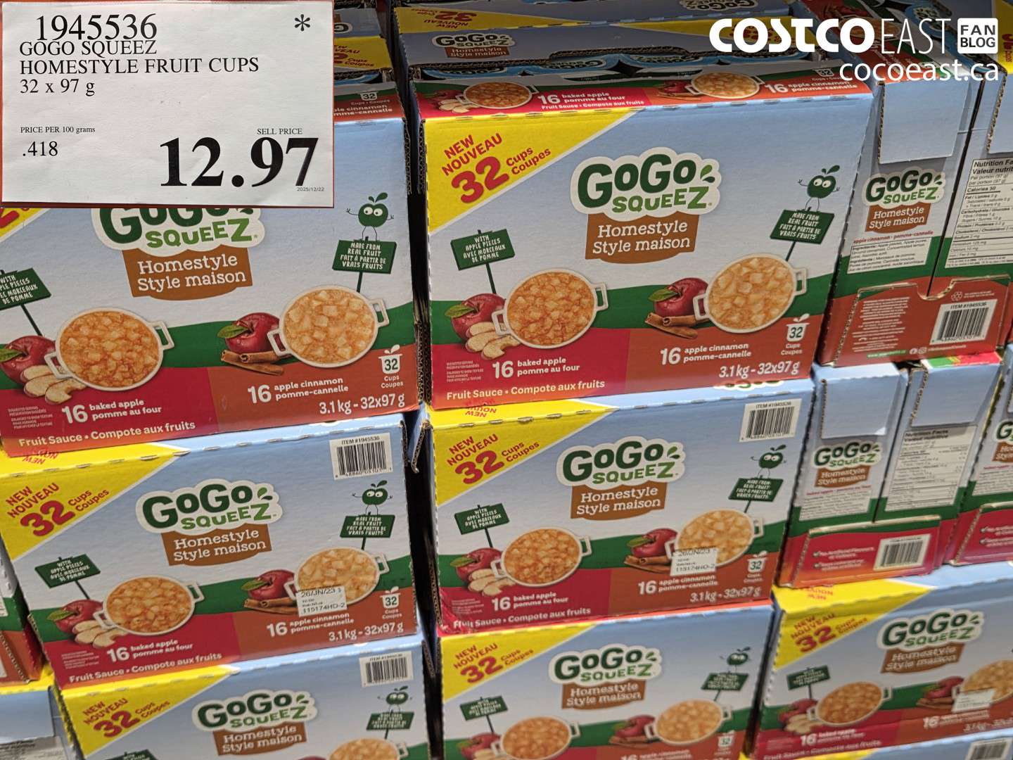 1945536 GOGO SQUEEZ HOMESTYLE FRUIT CUPS 32 X 97 G $12.97