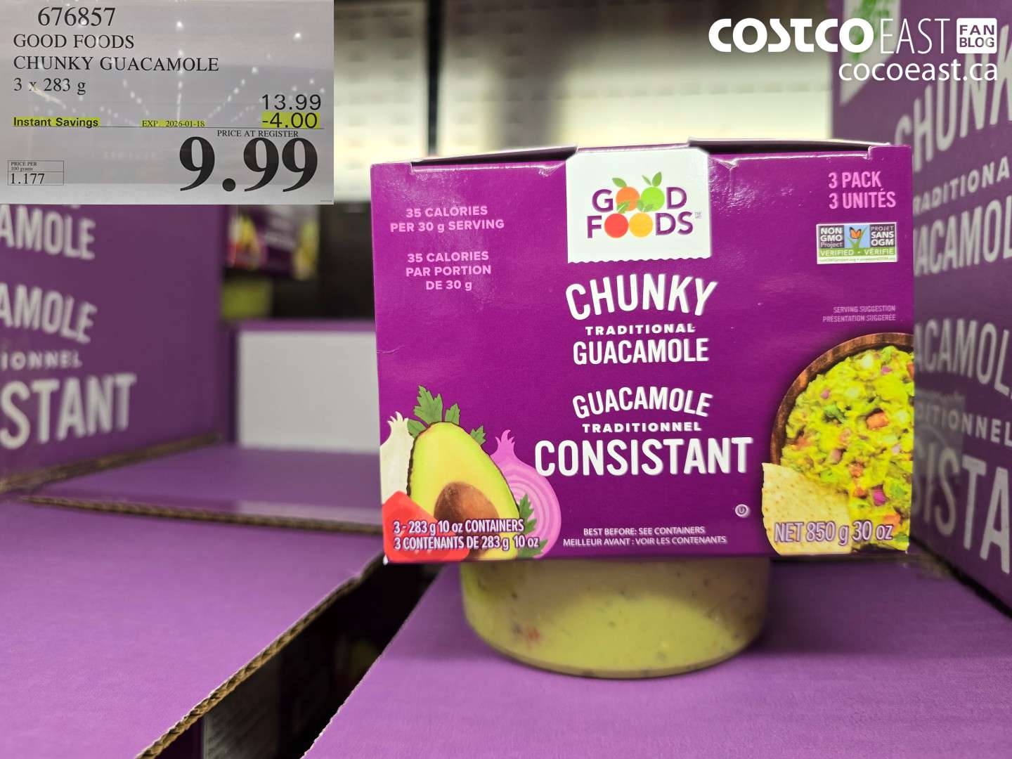 676857 GOOD FOODS CHUNKY GUACAMOLE 3 X 283 G ($4.00 INSTANT SAVINGS EXPIRES ON 2026-01-18) $9.99