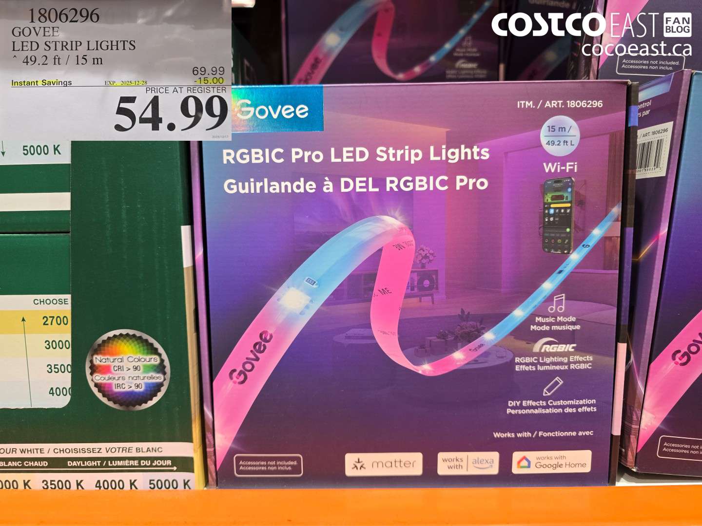 1806296 GOVEE LED STRIP LIGHTS 49.2 FT / 15 M ($15.00 INSTANT SAVINGS EXPIRES ON 2025-12-28) $54.99