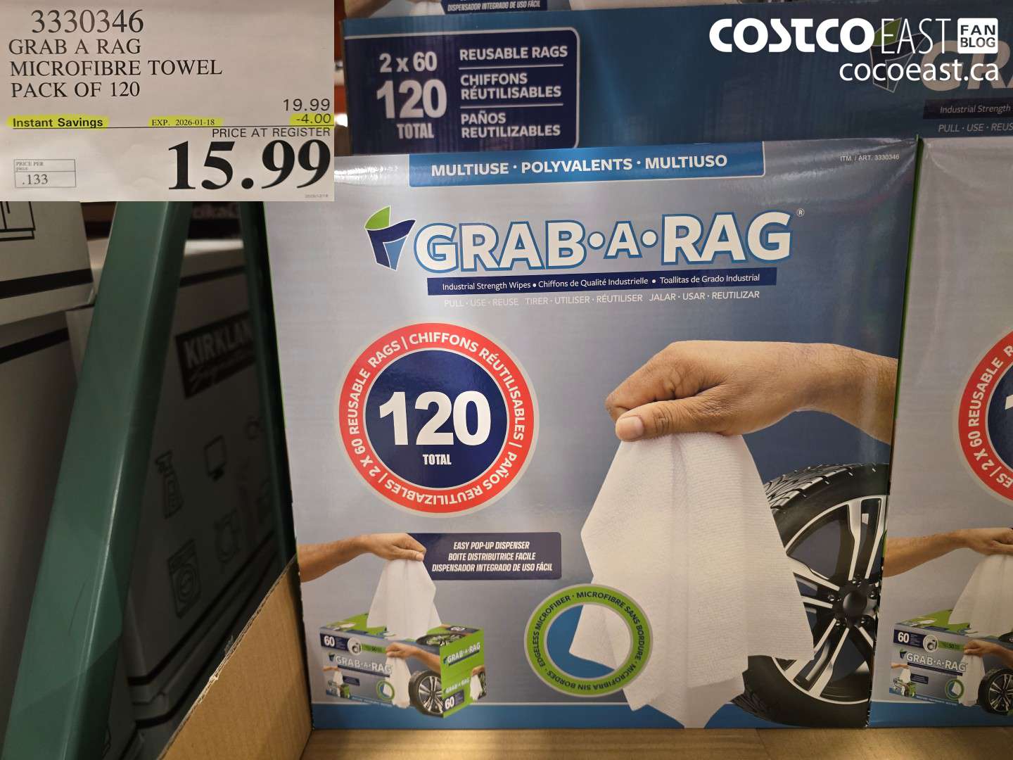 3330346 GRAB A RAG MICROFIBRE TOWEL PACK OF 120 ($4.00 INSTANT SAVINGS EXPIRES ON 2026-01-18) $15.99