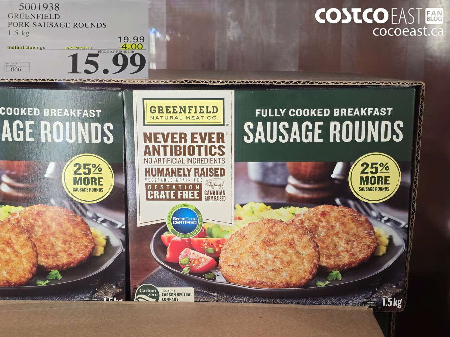 5001938 GREENFIELD PORK SAUSAGE ROUNDS 1.5 KG ($4.00 INSTANT SAVINGS EXPIRES ON 2025-12-21) $15.99