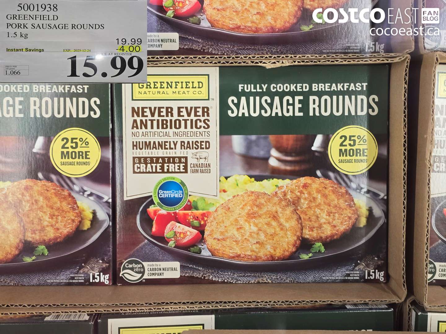 5001938 GREENFIELD PORK SAUSAGE ROUNDS 1.5 KG ($4.00 INSTANT SAVINGS EXPIRES ON 2025-12-24) $15.99