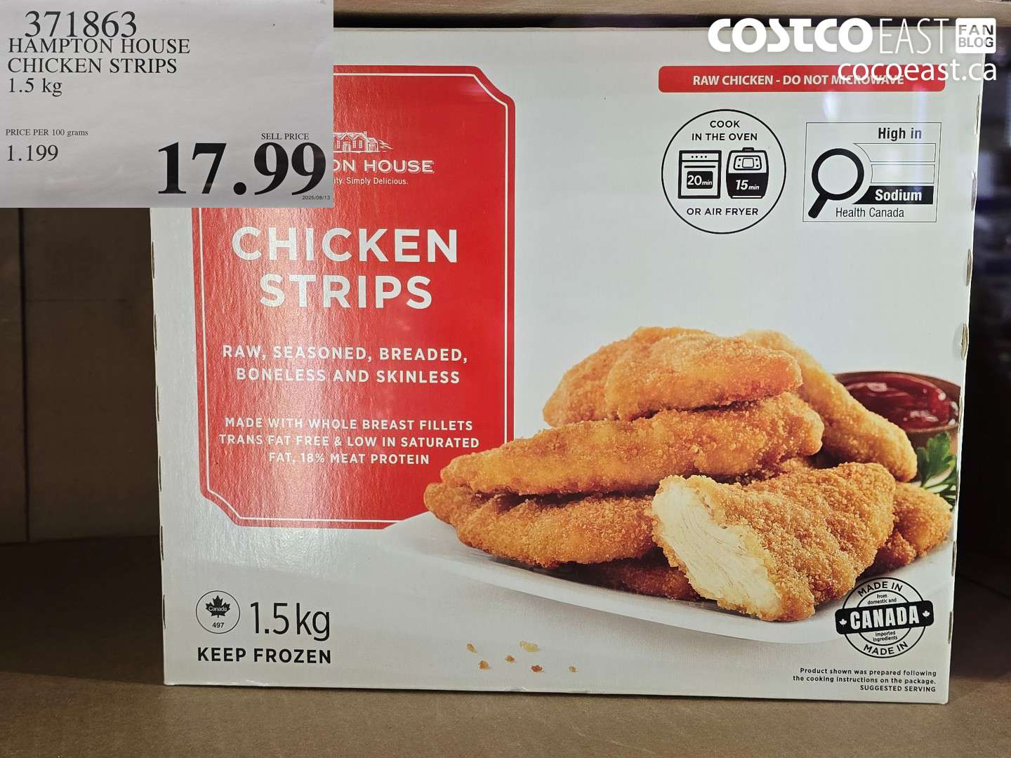 371863 HAMPTON HOUSE CHICKEN STRIPS 1.5 KG $17.99
