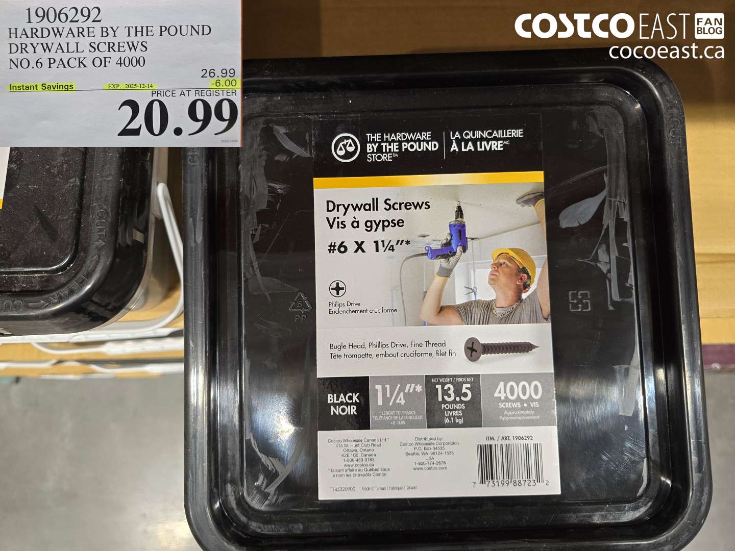 1906292 HARDWARE BY THE POUND DRYWALL SCREWS NO. 6 PACK OF 4000 ($6.00 INSTANT SAVINGS EXPIRES ON 2025-12-14) $20.99