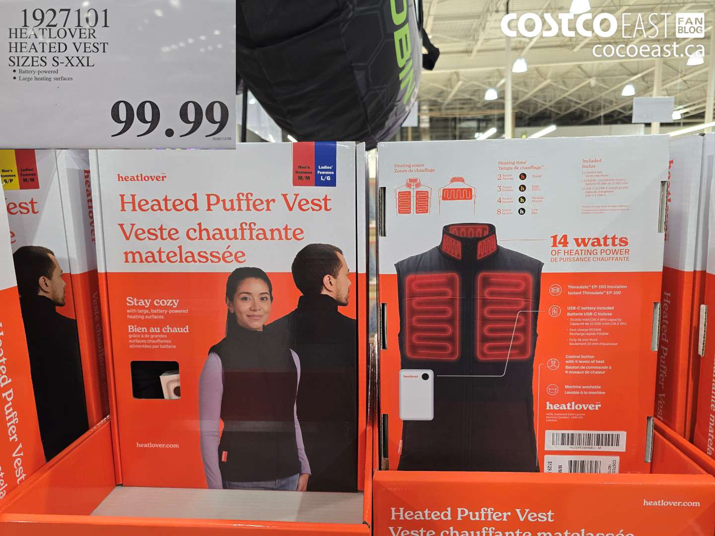 1927101 HEATLOVER HEATED VEST SIZES S-XXL $99.99