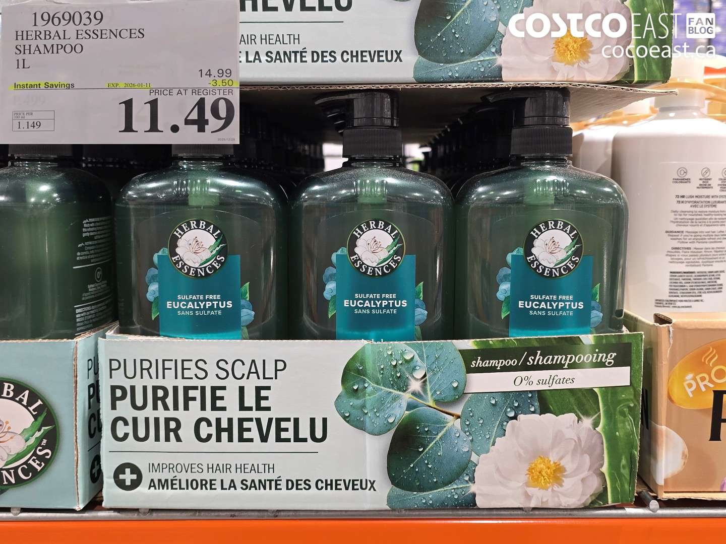 1969039 HERBAL ESSENCES SHAMPOO 1 L ($3.50 INSTANT SAVINGS EXPIRES ON 2026-01-11) $11.49