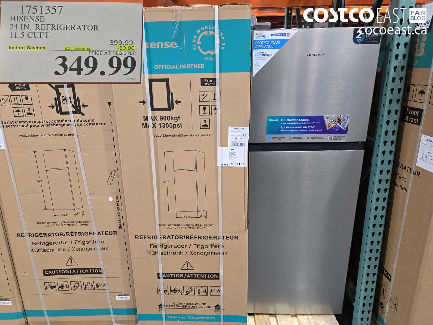 1751357 HISENSE 24 IN. REFRIGERATOR 11.5 cu.ft ($50.00 INSTANT SAVINGS EXPIRES ON 2026-01-18) $349.99