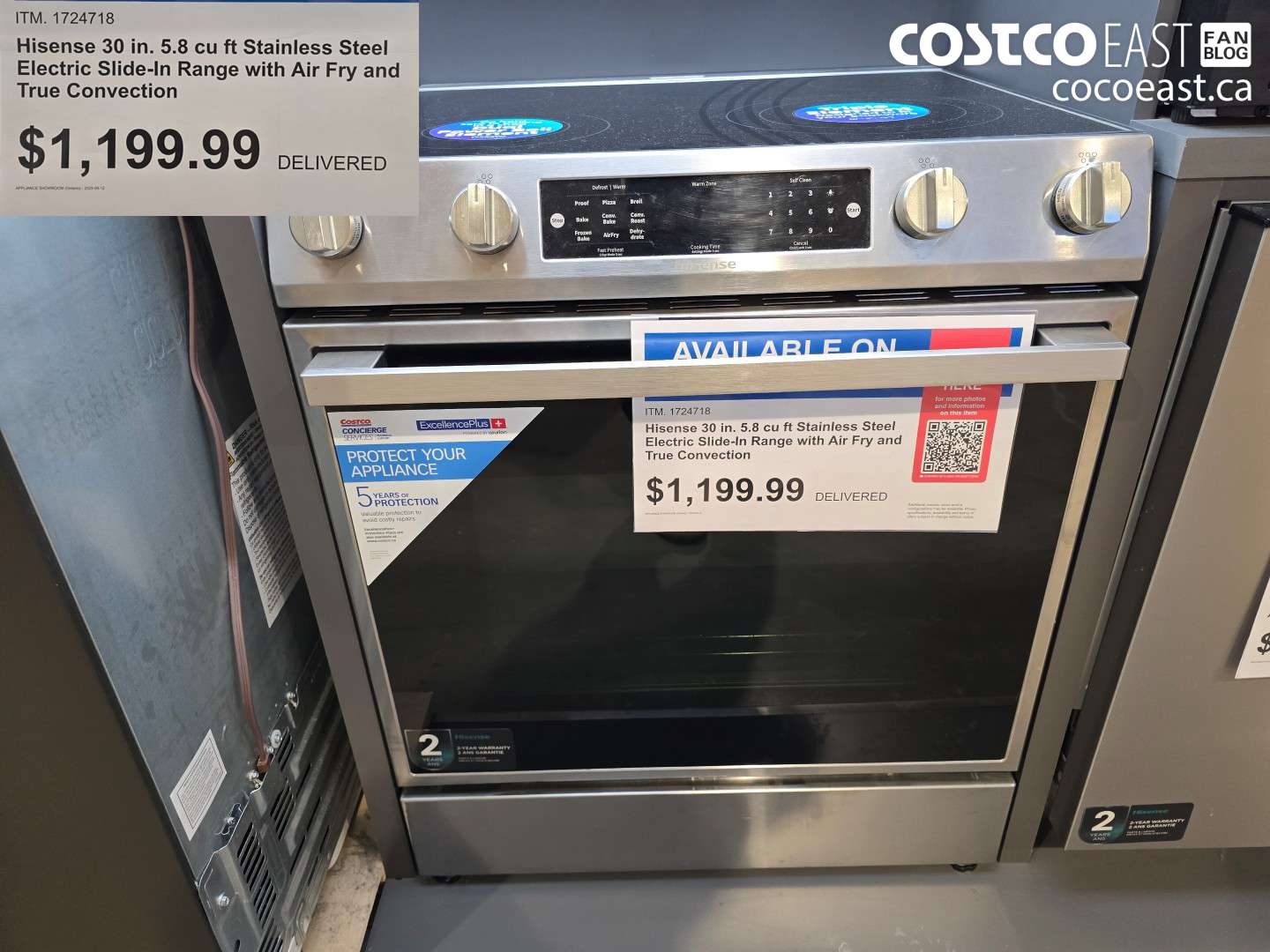 1724718 HISENSE 30IN 5.8 CU FT STAINLESS STEEL ELECTRIC SLIDE-IN RANGE WITH AIR FRY AND TRUE CONVECTION $1199.99