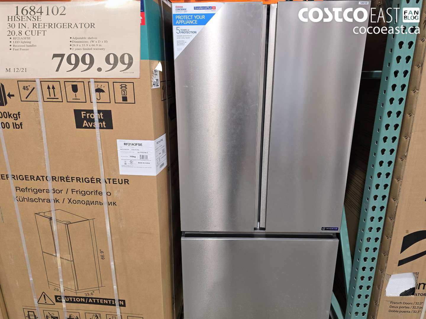 1684102 HISENSE 30 IN. REFRIGERATOR 20.8 CUFT $799.99