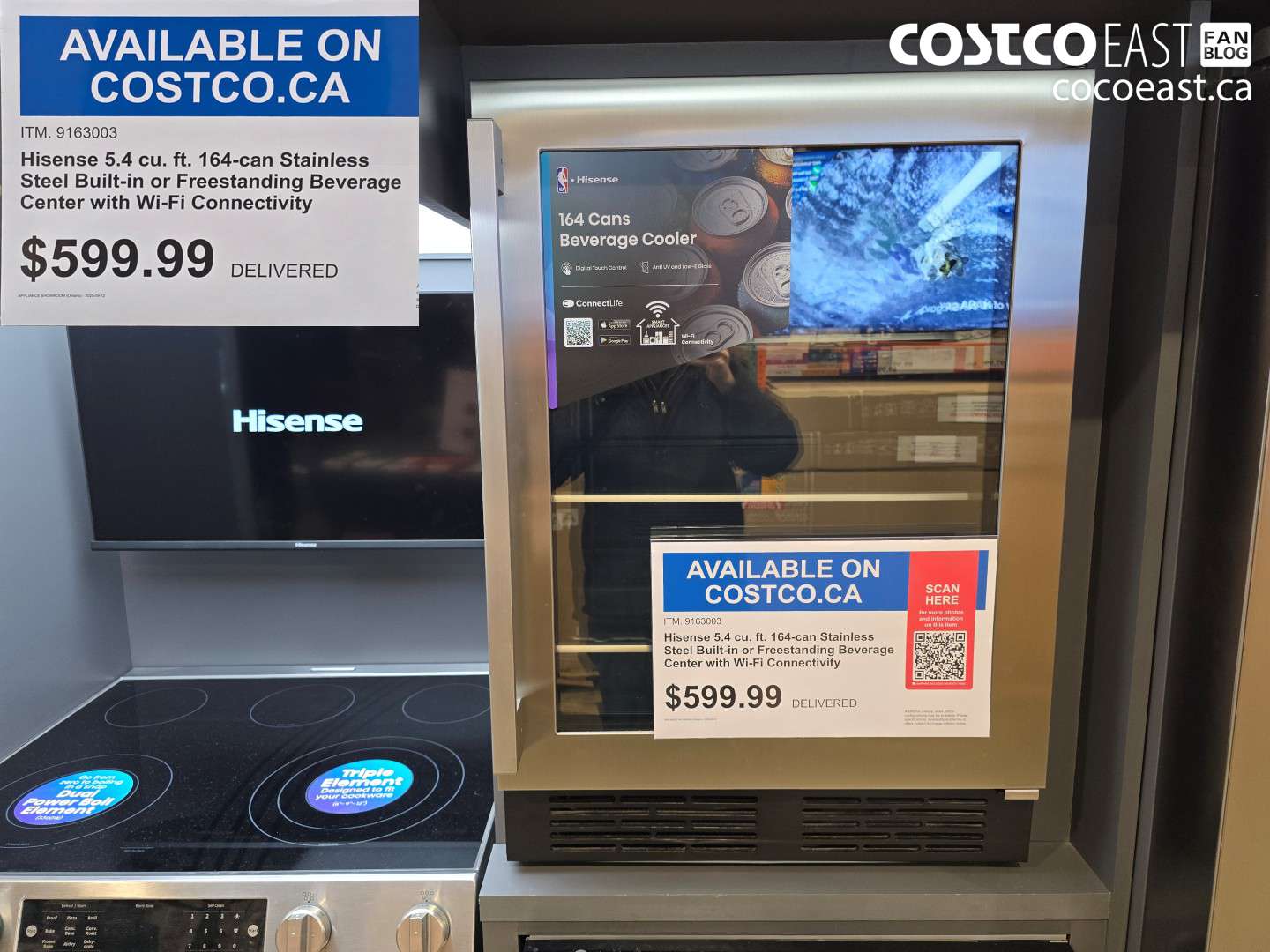 9163003 HISENSE 5.4CUFT 164-CAN STAINLESS STEEL BUILT-IN OR FREESTANDING BEVERAGE CENTER WITH WI-FI CONNECTIVITY $599.99