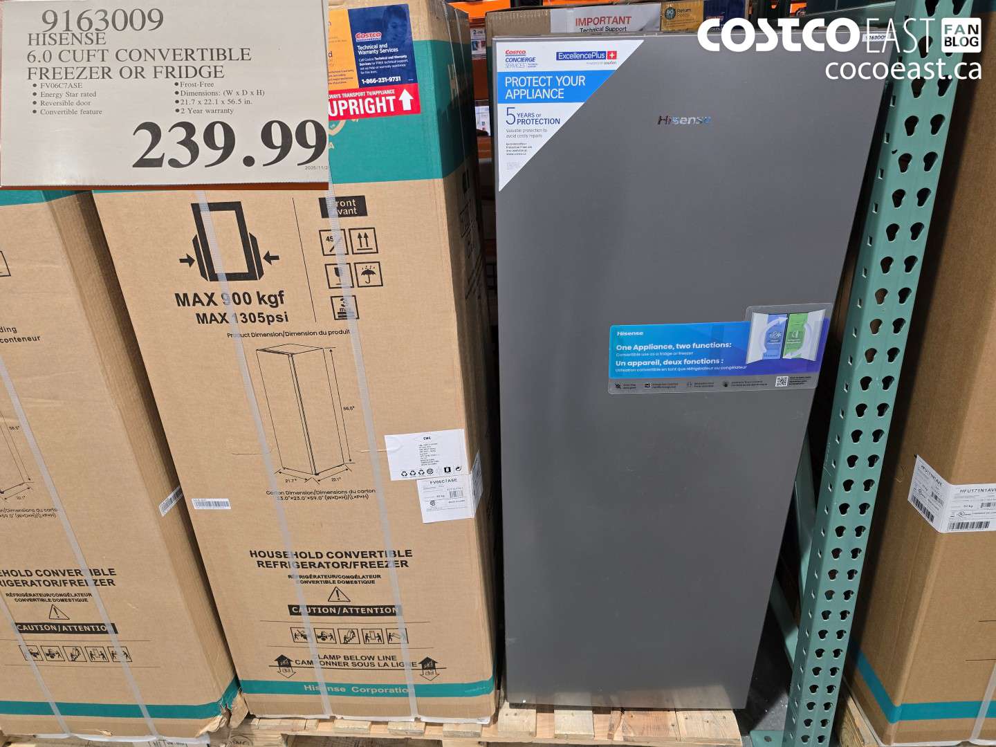 9163009 HISENSE 6.0 CU.FT CONVERTIBLE FREEZER OR FRIDGE $239.99