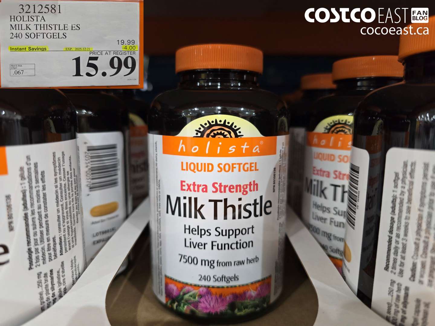 3122581 HOLISTA MILK THISTLE ES 240 SOFTGELS ($4.00 INSTANT SAVINGS EXPIRES ON 2025-12-21) $15.99
