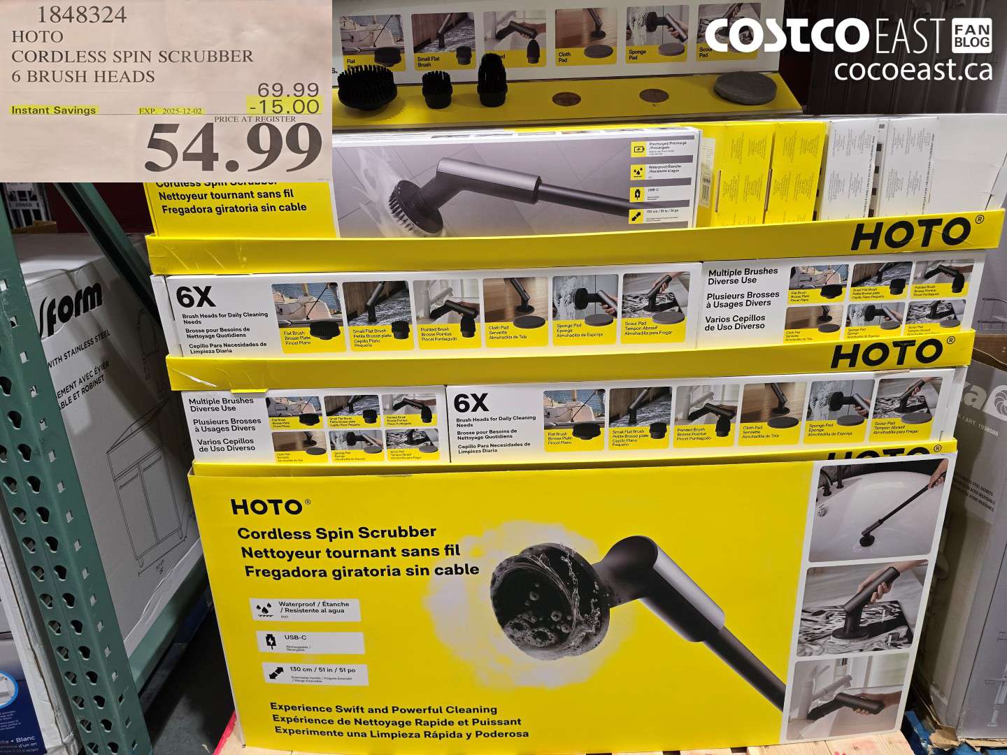 1848324 HOTO CORDLESS SPIN SCRUBBER 6 BRUSH HEADS ($15.00 INSTANT SAVINGS EXPIRES ON 2025-12-02) $54.99