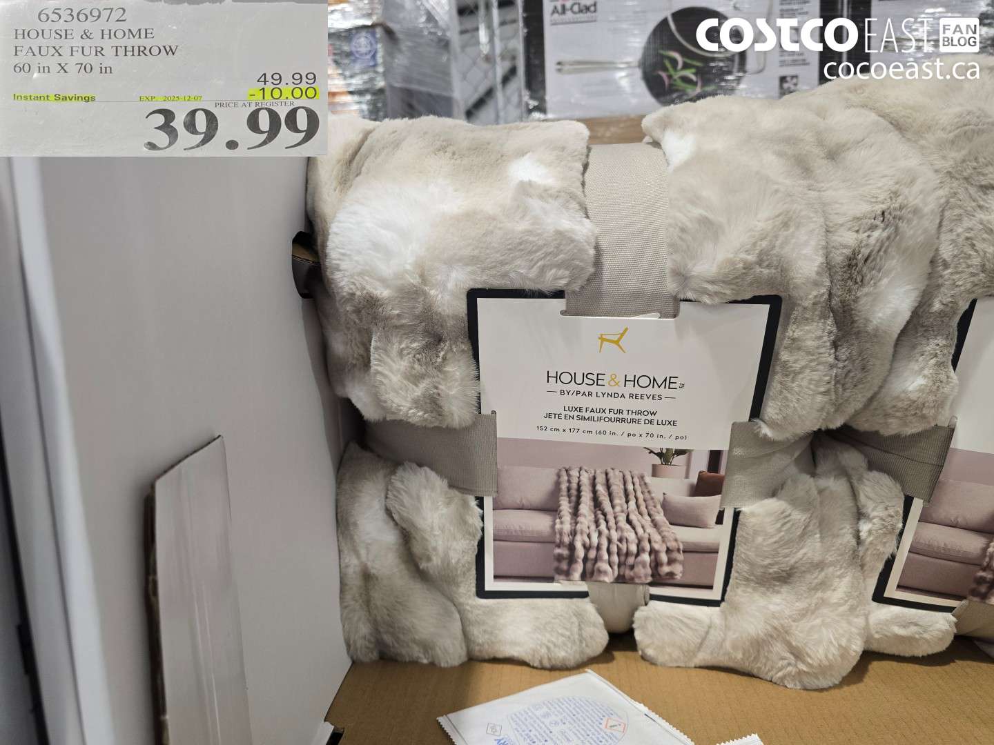 6536972 HOUSE & HOME FAUX FUR THROW 60 IN X 70 IN ($10.00 INSTANT SAVINGS EXPIRES ON 2025-12-07) $39.99