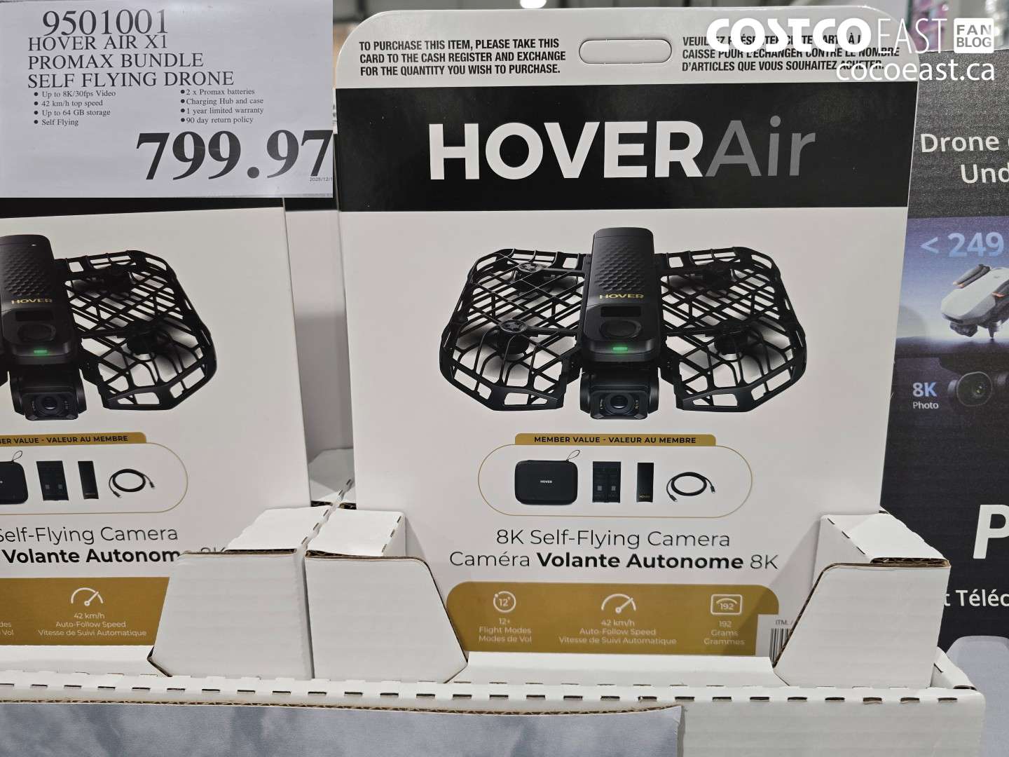 9501001 HOVER AIR X1 PROMAX BUNDLE SELF FLYING DRONE $799.97